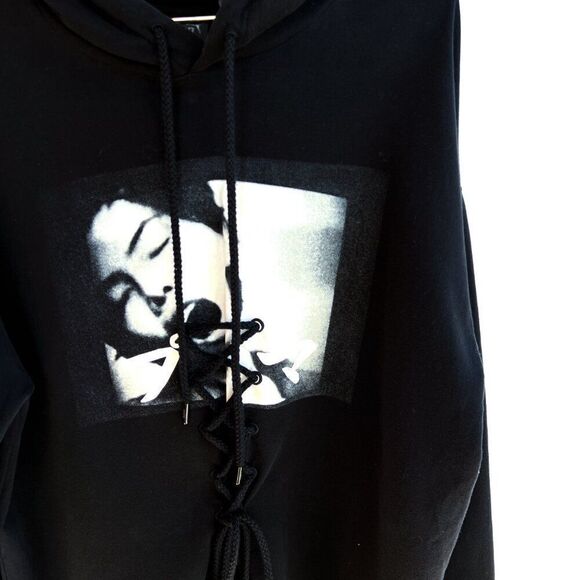 Puma Fenty by Rihanna Black White Long Sleeve Oversized Hoodie Sweatshirt XS - Picture 6 of 13